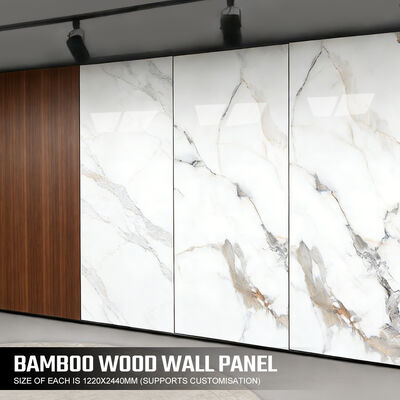 Fireproof Moisture-proof Bamboo Charcoal Wood Veneer PVC Marble Wall Panel with E0 Grade Formaldehyde Emission for Indoor and Commercial Spaces