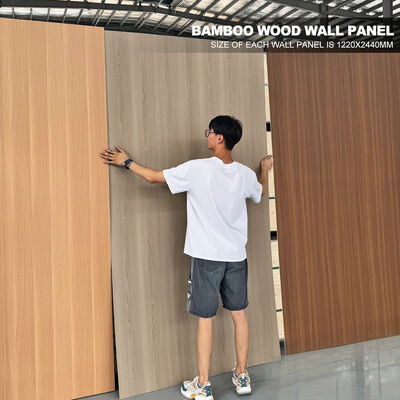Fireproof Bamboo Charcoal Wood Veneer Wall Panel 5mm 8mm Carbon Crystal Plate Hotel Villa Interior Wall Decorative Panel
