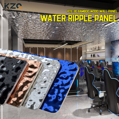 Paneles de pared decorativos impermeables, panel de pared con onda de agua, panel de pared de fibra de bambú para techos comerciales