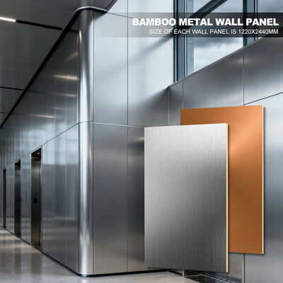 Paneles de pared de metal texturizado con chapa de fibra de bambú para interiores comerciales
