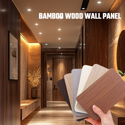 1200*2440 Panel de pared de grano de madera Tabla de decoración de interiores Panel de pared de fibra de bambú para hoteles