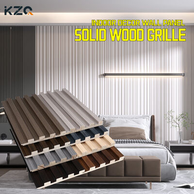 Decoración de pared Rejilla de madera maciza Fondo de madera de bambú Panel de pared WPC