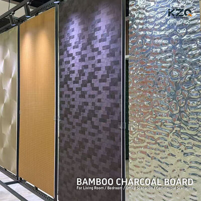 Panel de pared de ondas de agua de bambú de carbón interior decorativo para diseño de interiores de hoteles Villa